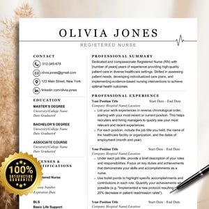 Nurse Resume Template: Minimalist Design for Word, Google Docs, Canva