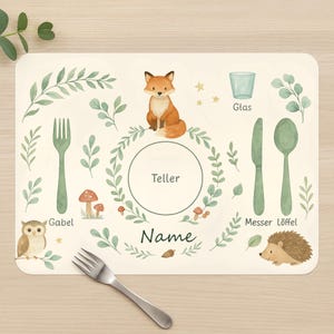 Platzset Kinder – Waldtiere | Lernunterlage für Kleinkinder | Montessori inspiriert | Tisch decken | Tischset | Kindergarten&Krippe