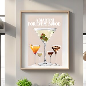 Martini Poster | Cocktail Wall Art | Bar Cart Print | Martini Glass Illustration | Drink Print for Kitchen or Home Bar | Digital Download