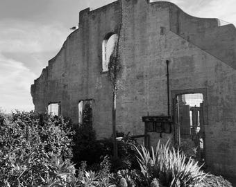 Stampa artistica dell'isola di Alcatraz, fotografia in bianco e nero