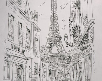 Nous aurons toujours Paris : un dessin original au stylo à encre