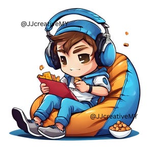 Set di clipart di simpatici ragazzi gamer / 20 PNG / Ragazzo Chibi Kawaii che gioca ai videogiochi / Download digitale