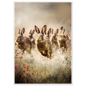 Stampa da parete con coniglio incorniciata / Stampa con coniglietto del bosco / Decorazione con animali del prato primaverile / Poster con animali selvatici / Decorazione da parete incorniciata / Regalo per gli amanti dei conigli