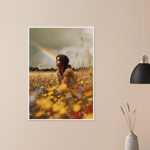 Impresión enmarcada de Rainbow Meadow Therapy Room / Impresión floral de mujer bohemia / Póster de flores silvestres / Decoración de naturaleza consciente / Regalo de autocuidado