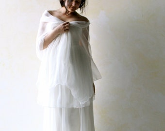 Bridal shawl, wedding shawl, silk shawl, wedding scarf, wedding sash, silk sash, chiffon scarf, chiffon shawl, bridal wrap, white stole
