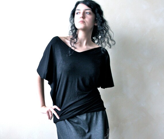 black jersey tunic top