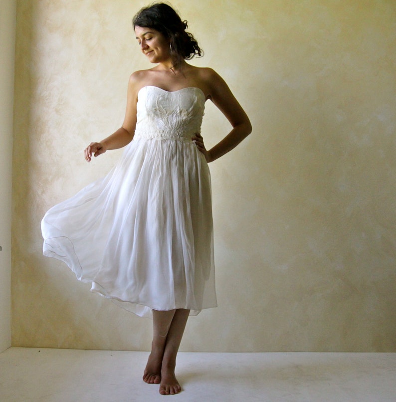 Short Wedding Dress Tea Length Wedding Dress Hippie Boho - Etsy