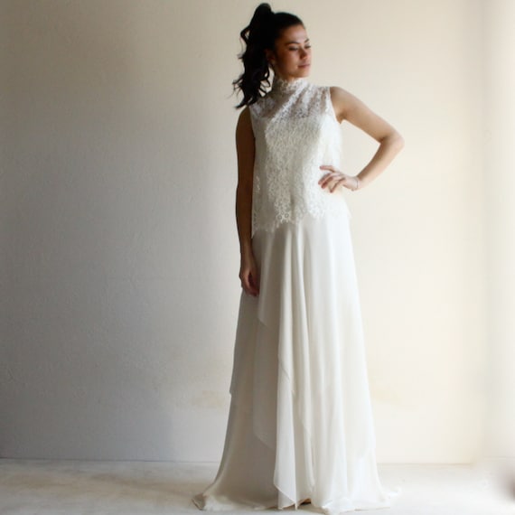 mock neck wedding dress