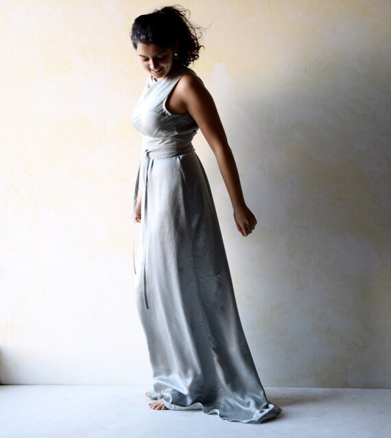 silver reception dress