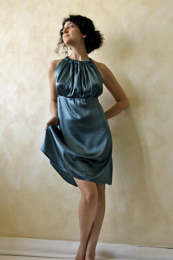 satin dress knee length