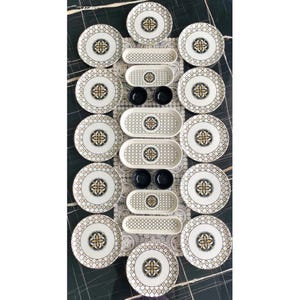 Ethnic Pattern 22-Piece Luxury Breakfast Set for 12 Person | Handcrafted Ceramic Avangard Plates with Elegant Motif | Modern Tableware