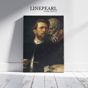 Death Playing the Fiddle | Arnold Böcklin, 1872 | Grim Reaper | Extremely Rare Print Printable Wall Art | Digital Download