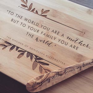 Personalized Cutting Board, Custom Chopping Board, Bamboo Charcuterie Board, Mothers Day Gift, Gift for Mom, Engraved Bread Board image 1