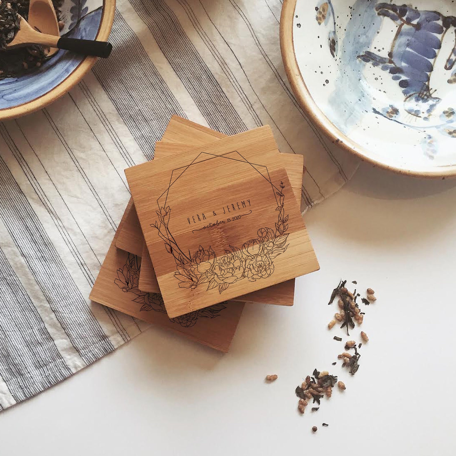 Custom Wood Coasters Personalized Engraved Coaster Set W/ Etsy