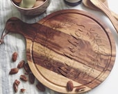 Engraved Cutting Board with Wreath Design: Custom Cheese Board or Charcuterie Board for Wedding Gift or Engagement Present