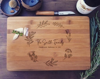 Engraved Cutting Board, Personalized Cutting Board, Custom Chopping Board, Wood Anniversary Gift, Customized Wedding Gift, Charcuterie Board