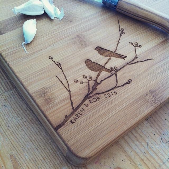 Love Birds Cutting Board / Laser Engraved Butcher Block, Cheese Board