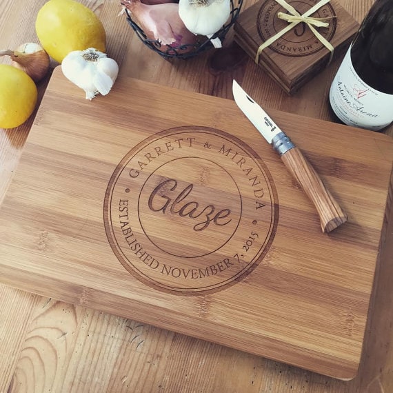 Custom Cutting Board: Wood Butcher Block, Personalized Cheese Board, Engraved Chopping Board, Gifts for Couples, Realtor Gift