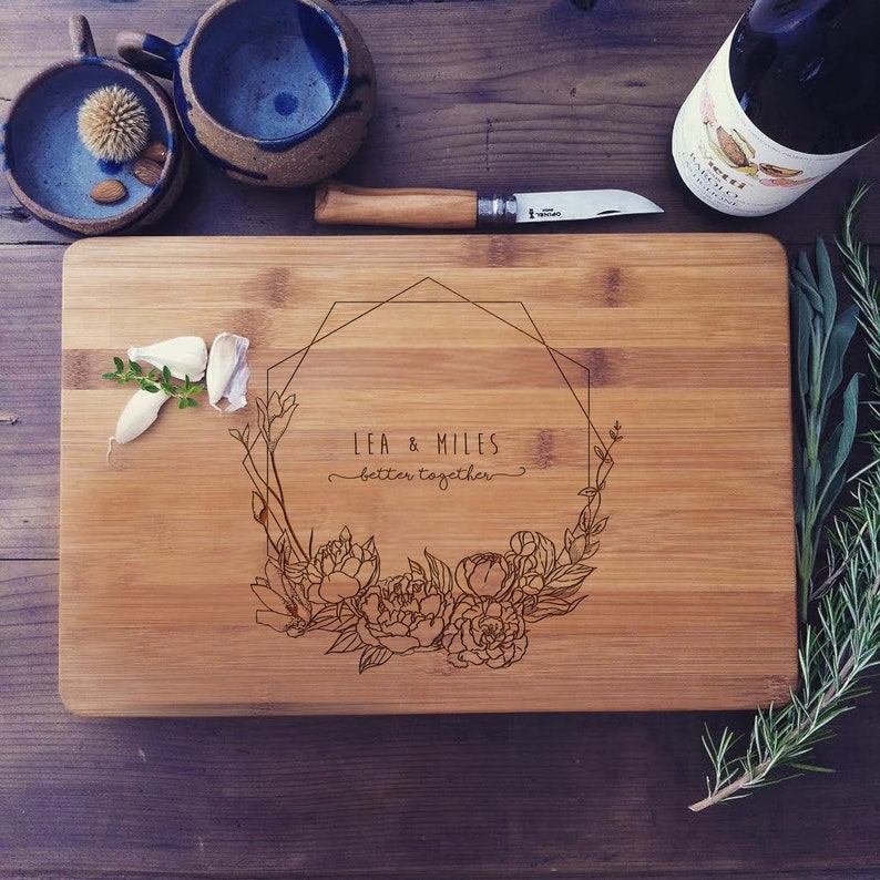 Custom Chopping Board, Personalized Cutting Board Gift Set Custom Wedding Gift, Bridal Shower Gift, Engagement Gifts for Couple image 6