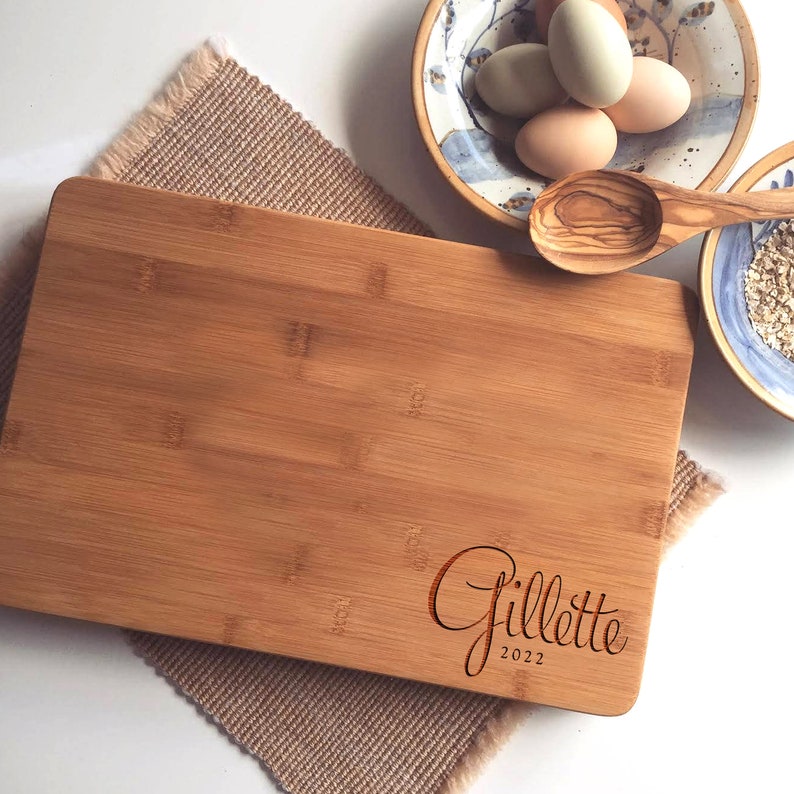 Personalized Bamboo Cutting Board / Custom Butcher Block for Wedding Gift, Anniversary Gift, or Engagement Present image 4