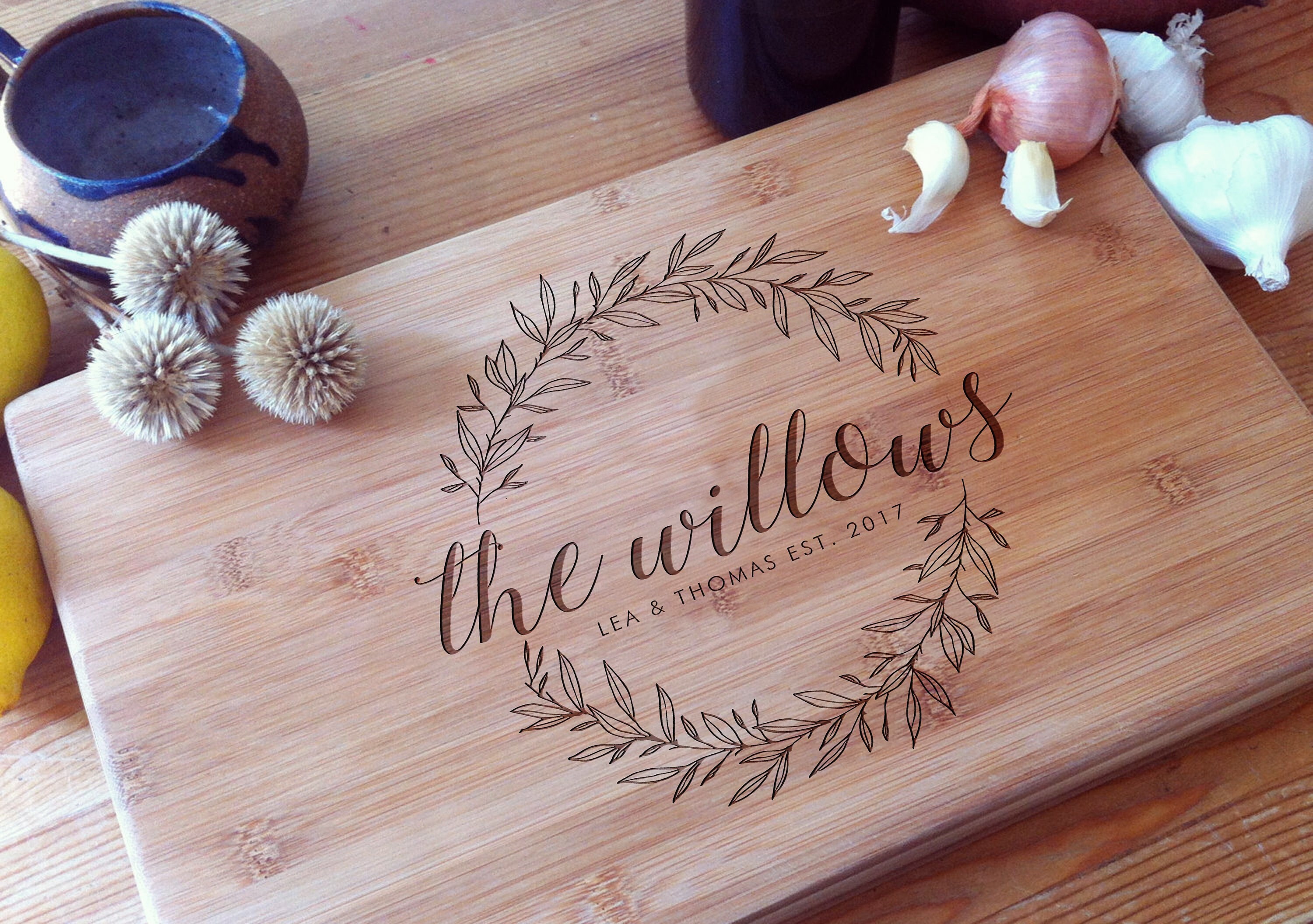 Custom Cutting Board Wood Chopping Board With Wreath Etsy