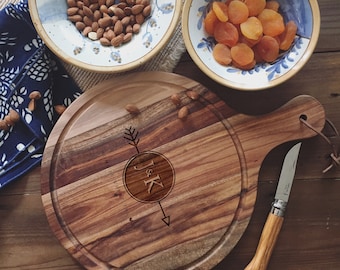 Custom Engraved Charcuterie Board, Personalized Cheese Board, Paddle Cutting Board for Unique Wedding Gift or Housewarming Present