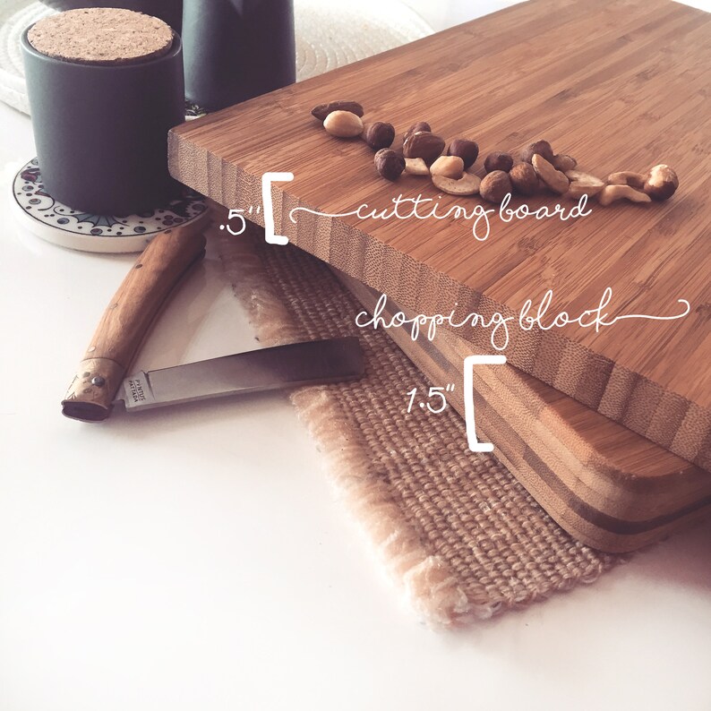 Cutting Board Set: Wood Chopping Board / Custom Butcher Block and Matching Engraved Coasters for a Personalized Wedding Gift or Housewarming image 6