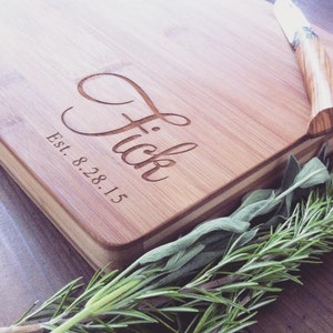 Personalized Bamboo Cutting Board / Custom Butcher Block for Wedding Gift, Anniversary Gift, or Engagement Present image 1