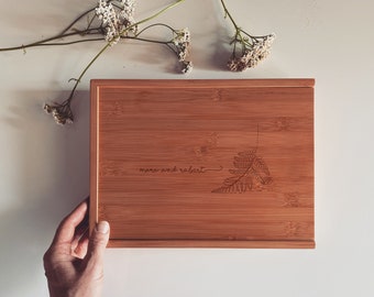 Wedding Keepsake Box, Wooden Memory Box, Custom Engraved Gift Box, Personalized Wood Box for photos, souviners, memorabilia