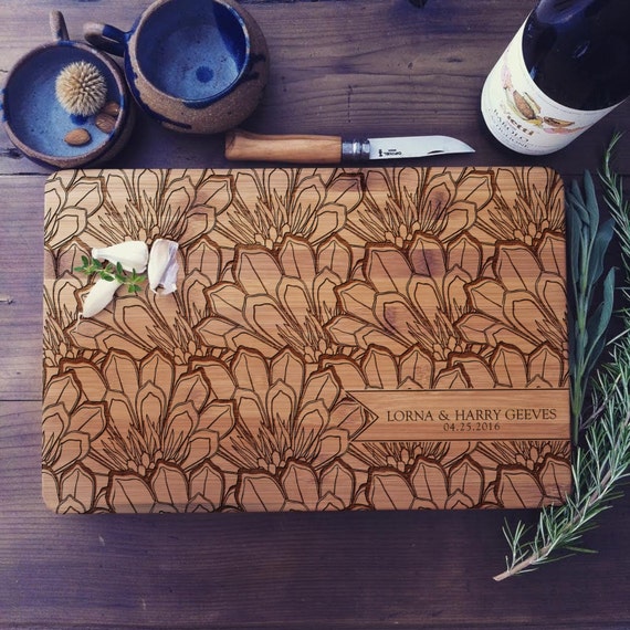Personalized Chopping Block, Laser Engraved Geometric Cutting Board - Unique Wedding Gift, Housewarming Gift, Christmas Gift