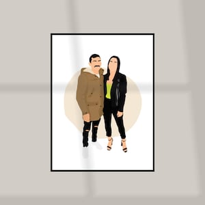 Personalized custom digital portrait from your photo – hand-drawn pet, family, house or baby illustration – printable wall art gift
