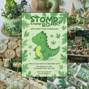 Modèle modifiable d'invitation d'anniversaire de dinosaure pour l'anniversaire d'un garçon – Faire-part de fête modifiable pour les garçons – Faire-part d'anniversaire personnalisé