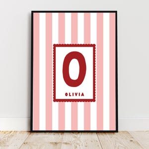 Impresión inicial retro con nombre personalizado, arte de pared vintage para guardería, regalo personalizado para bebé, estilo bohemio, descarga digital, decoración para habitación infantil