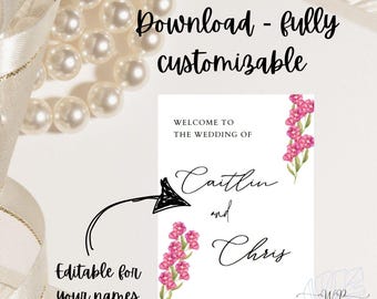 Wedding Sign Digital Download - Customizable Template