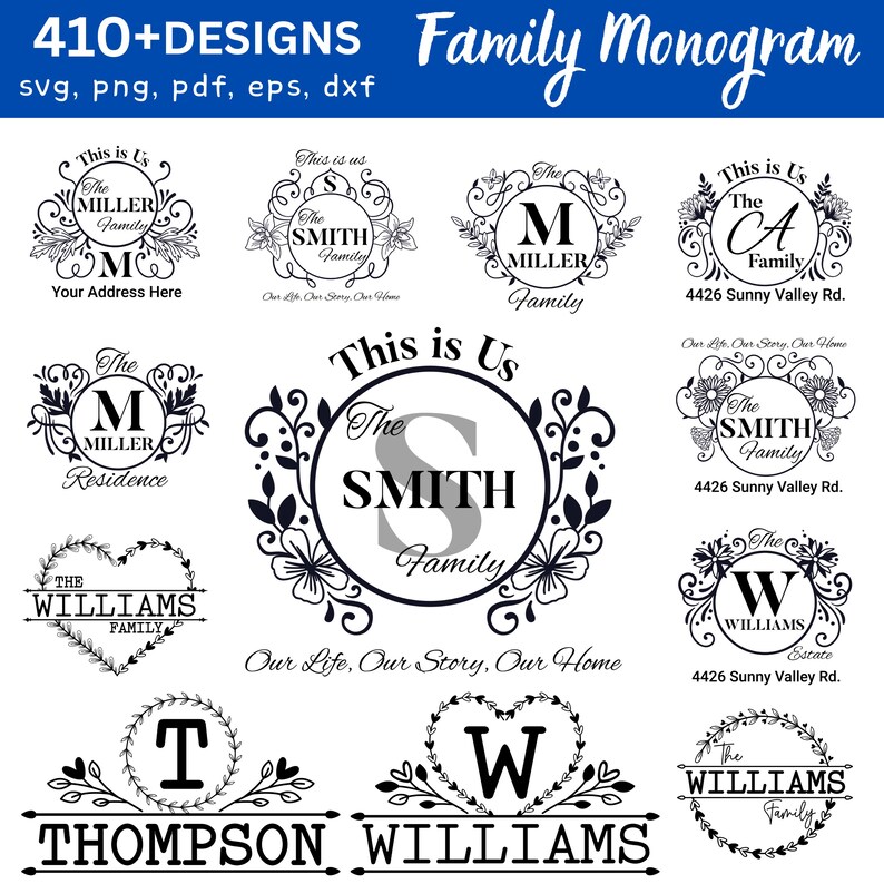 Family Name Monogram SVG Bundle | 410+ Split Frames for Cricut Laser - Etsy