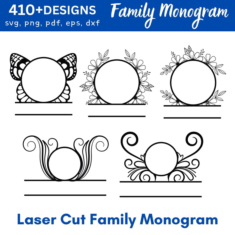 Family Name Monogram SVG Bundle | 410+ Split Frames for Cricut Laser - Etsy
