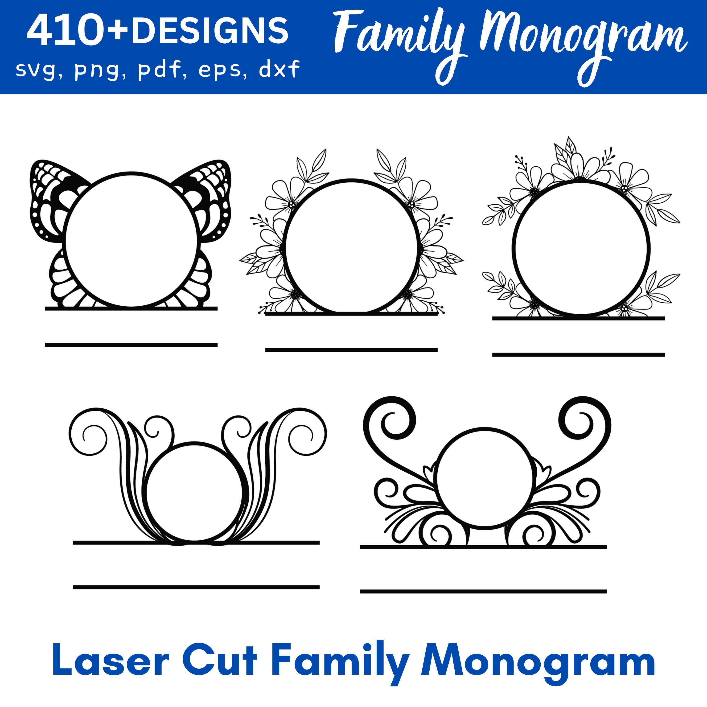 Family Name Monogram SVG Bundle | 410+ Split Frames for Cricut Laser - Etsy