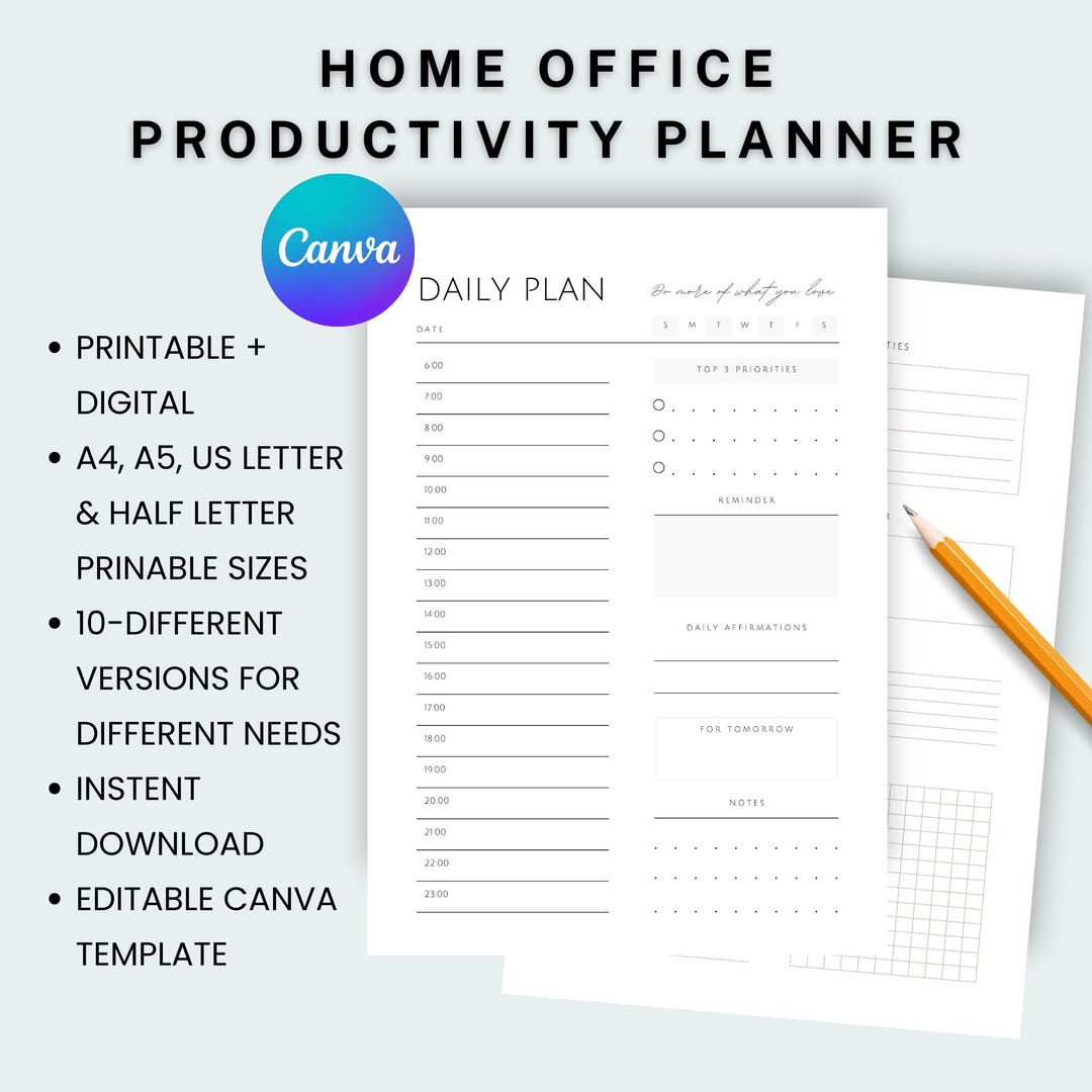 Printable Productive Planner | Work Tasks Planner | Work From Home ...