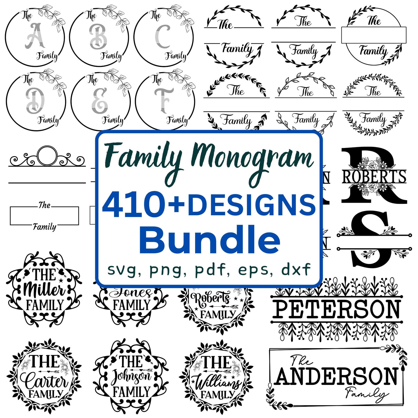 Family Name Monogram SVG Bundle | 410+ Split Frames for Cricut Laser - Etsy