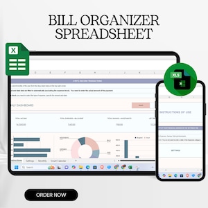 Planilha de Controle de Contas | Organizador de Contas Mensais | Rastreador Digital de Pagamento de Contas | Excel e Planilhas Google | Download do Modelo de Orçamento