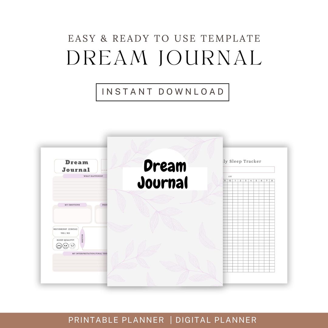 Dream Journal Printable | Sleep & Dream Tracker | Nighttime Reflection Pages | Lucid Dream Log ...