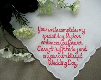 Especially for Amy Precious Flower Girl Wedding Hankie, Custom Embroidered Keepsake,
