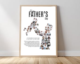 Dad Photo Collage Template Personalized Father's Day Gift Editable Digital Print Custom Picture Grid From Kids Instant Download Gift For Dad