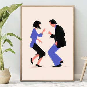Pulp Fiction Wall Art Black and White Retro Movie Poster Quentin Tarantino Film Scene Decor Pop Art Canvas Print John Travolta and Samuel L