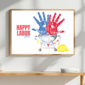Labor Day Handprint Craft Patriotic Activity Handprint Art for Kids Printable Labor Day Keepsake Printable Preschool Art for Labor Day