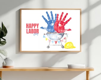 Labor Day Handprint Craft Patriotic Activity Handprint Art for Kids Printable Labor Day Keepsake Printable Preschool Art for Labor Day
