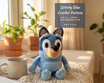 Amigurumi Blue Heeler Crochet Pattern PDF Dog Plush Toy Tutorial Beginner Friendly DIY Soft Puppy Doll Instant Download Digital File For Kid