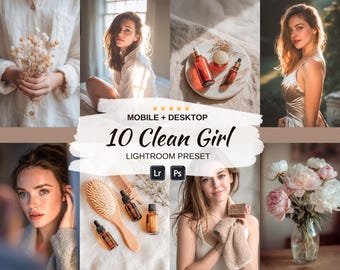 Clean Girl Lightroom Presets That Girl Presets Mobile & Desktop Natural Look Filter Bright Presets Lightroom Presets Mobile Desktop Soft