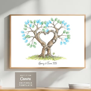 Fingerprint Tree Wedding Personalized Wedding Guestbook Thumbprint Guest Book Printable Guest Book Fingerprint Tree Guest Poster Wedding