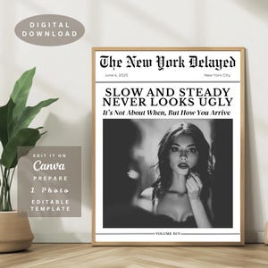 Trendy Newspaper Print Better Late Than Ugly Retro Wall Art Bathroom Decor Printable Art Dorm Room Decor Girls Room Decor Trendy Newspaper